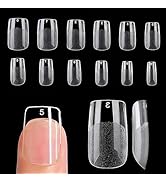 UNA GELLA Short Square Nails - Pre-buff Matte Gel Nail Tips Short Square 120pcs Clear Square Full...