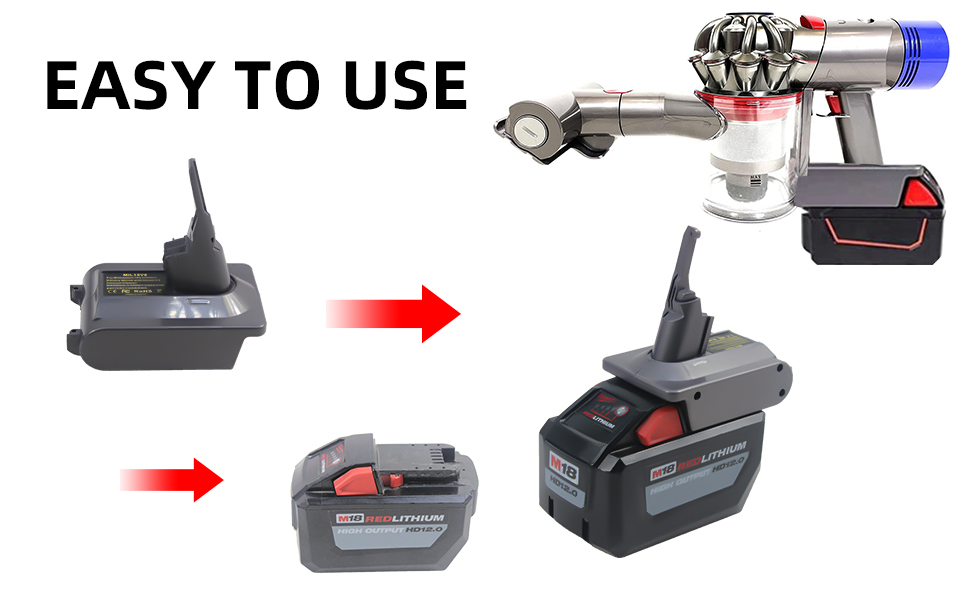 Fiihio Battery Adapter for Dyson V8 Series Compatible with Milwaukee M18 18V Lithium