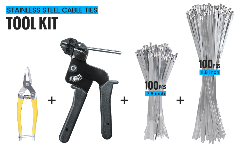 Cable Tie Gun Kit, Specialized Tool For Tightening And Cutting Stainless Steel Cable