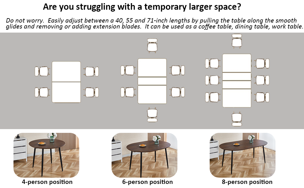 Hison 71" Modern Oval Dining Table for 68 Extendable