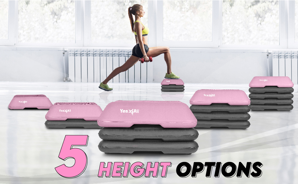 Yes4All Adjustable High Step Aerobic Platform, 16" x 16" Step Platforms