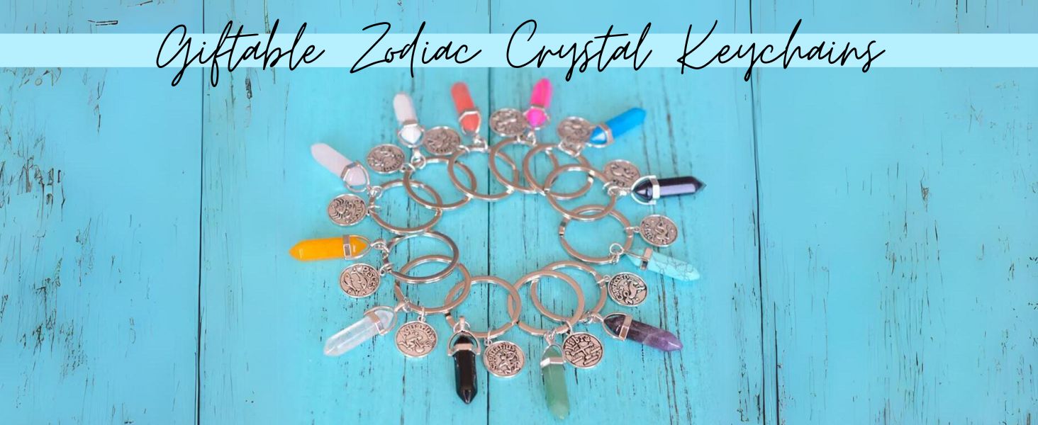 zodiac gifts women her horoscope crystal keychain astrology