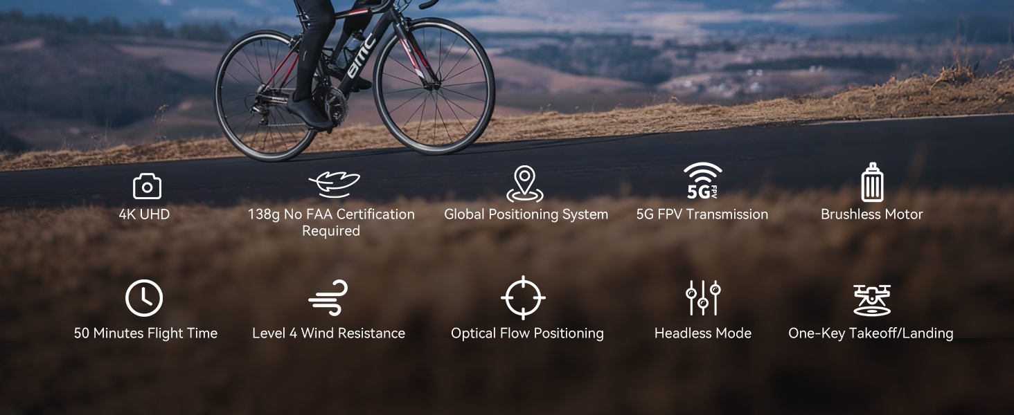 Text reads 'Image 6'. Landscape view with icons overlay showing cycling-related metrics and status indicators against mountain backdrop.