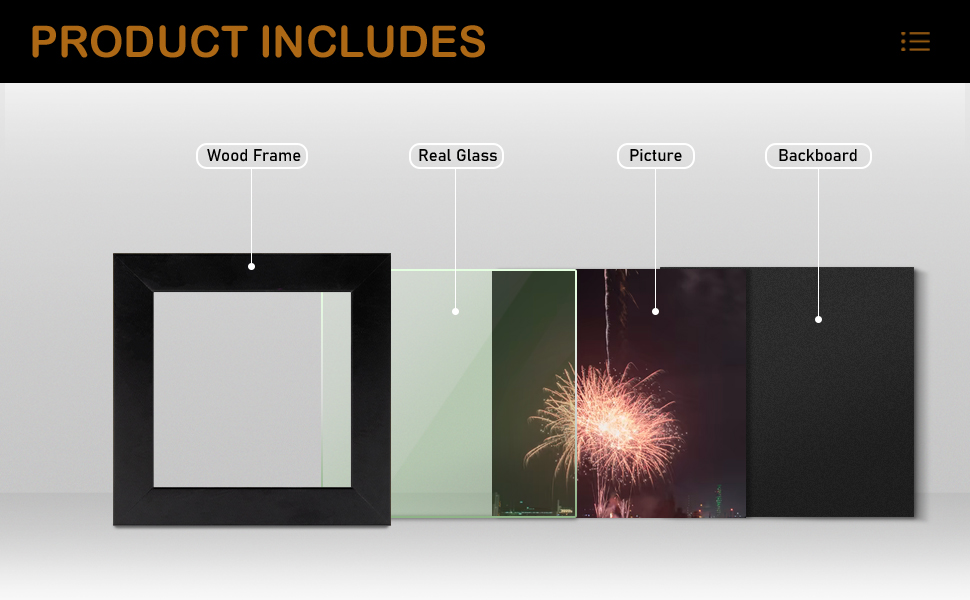 AUEAR, 4x4 Square Picture Frame, Solid Wood and High