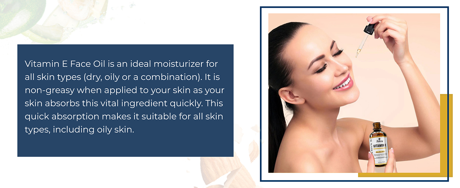 Kanzy Vitamin E Oil for Face & Skin 100 Naturally Sourced PlantBased