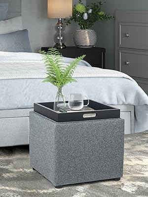 Amazon.com: Joveco Storage Square Ottoman with Tray, Small