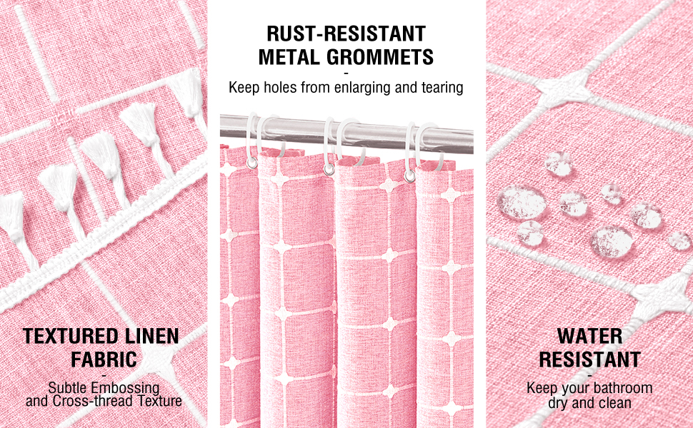 pink boho modern shower curtain