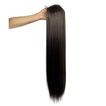 Natural black color straight drawstring hair ponytail extension for Black Women