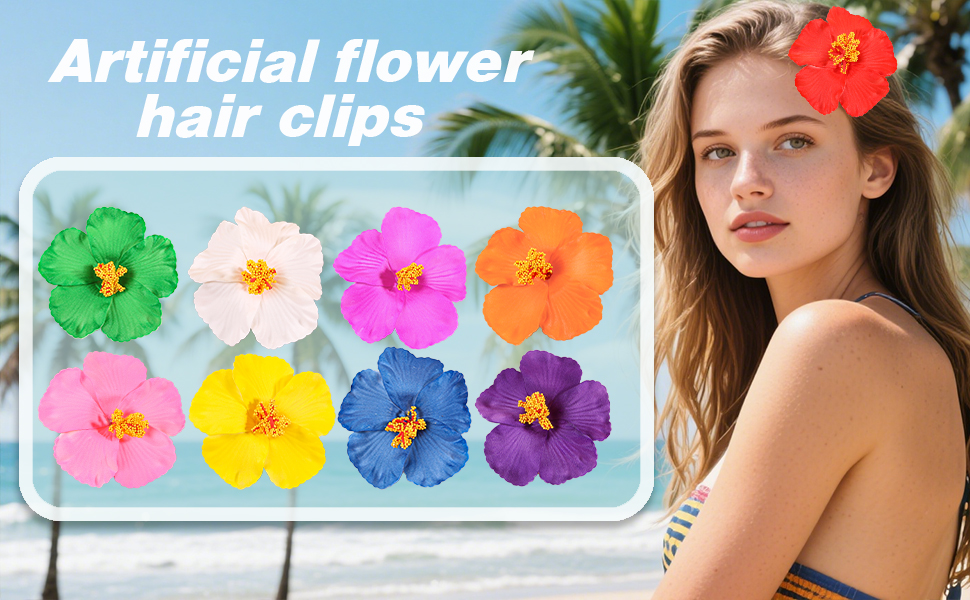 Summer beach flower hair clips