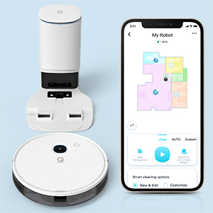 yeedi 3000Pa robot vacuum cleaner disposal station, app alexa google home compatible