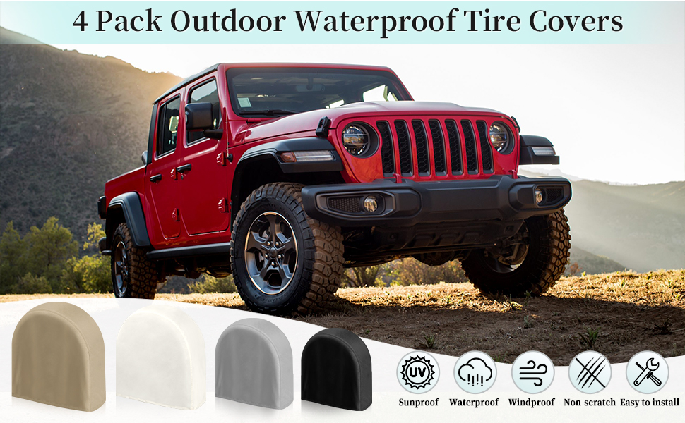 OutdoorLines Outdoor Waterproof Tire Covers Set of 4 UV