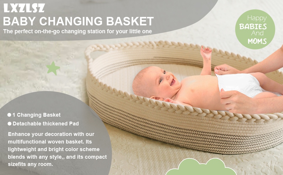 Baby Changing Basket Handwoven Changing Table, Bohemian Style Moses