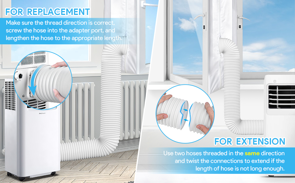 Portable Air Conditioner Hose, Asddage 5'' Diameter AC Exhaust Hose for - Extra Long Portable Air Conditioner Hose