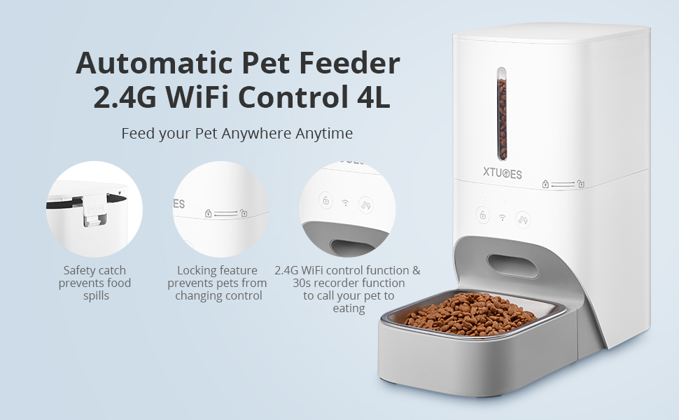 Automatic Cat Feeders,4L Pet Dry Food Dispenser with 2.4G WiFi App