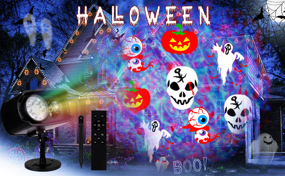 Christmas Halloween Projector Lights Outdoor, 2in1 Ocean Wave LED Projector Light with Remote