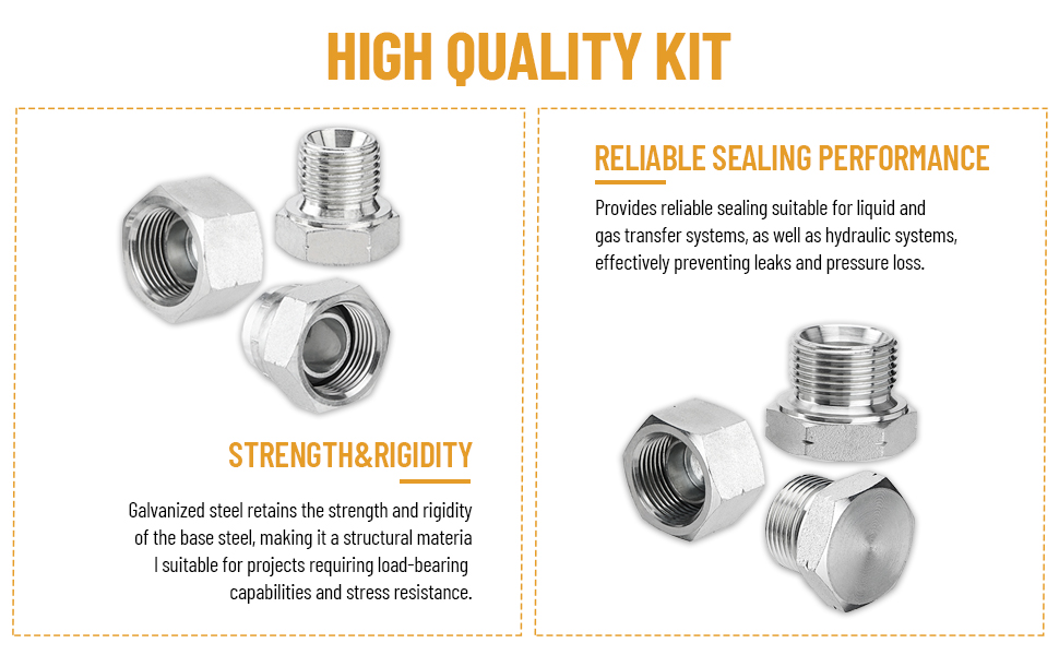 Venussar 56 Pcs BSPP Cap and Plug Kit, Hydraulic Cap and Plug Kit with