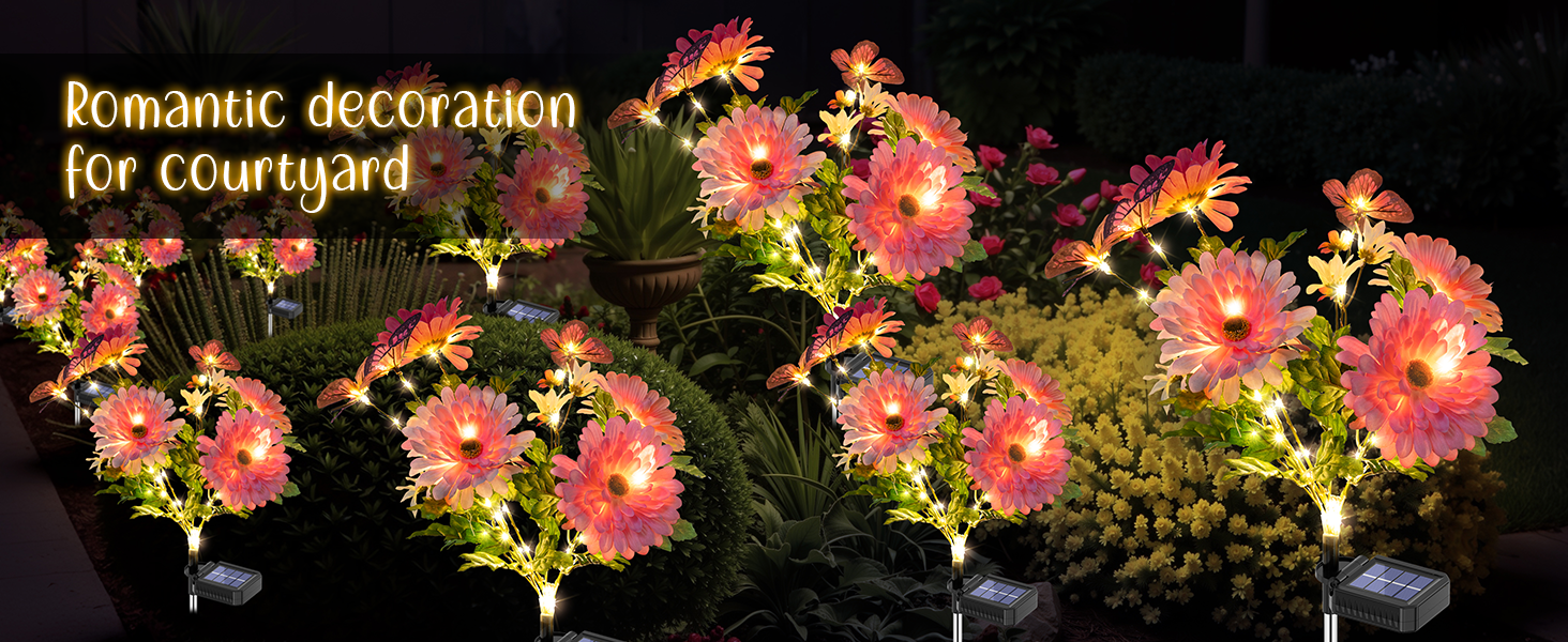 outdoor solar flower lights
