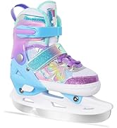 Nattork Girls Ice Skates for Kids 4 Size Adjustable Butterfly Ice Skate with Fleece Lining for Ou...