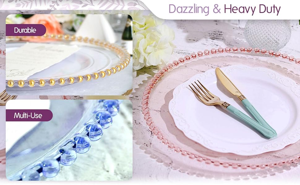 Efavormart 6 Pack 12" Gold Clear Acrylic Round Charger