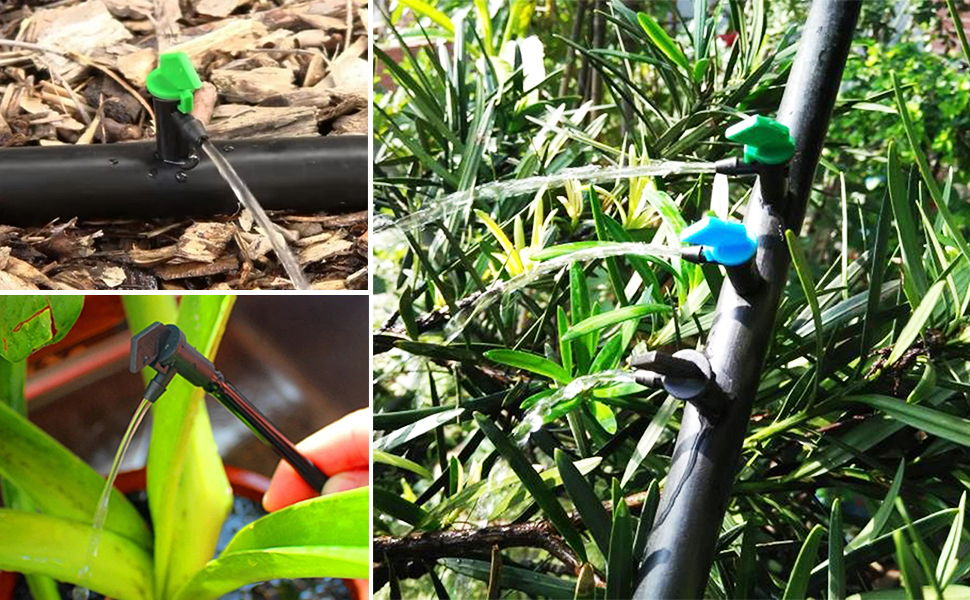 Kalolary 90 Pieces Drip Emitter, 3 Colors Garden Flag Irrigation Drippers in 3 Sizes, 1 GPH, 2