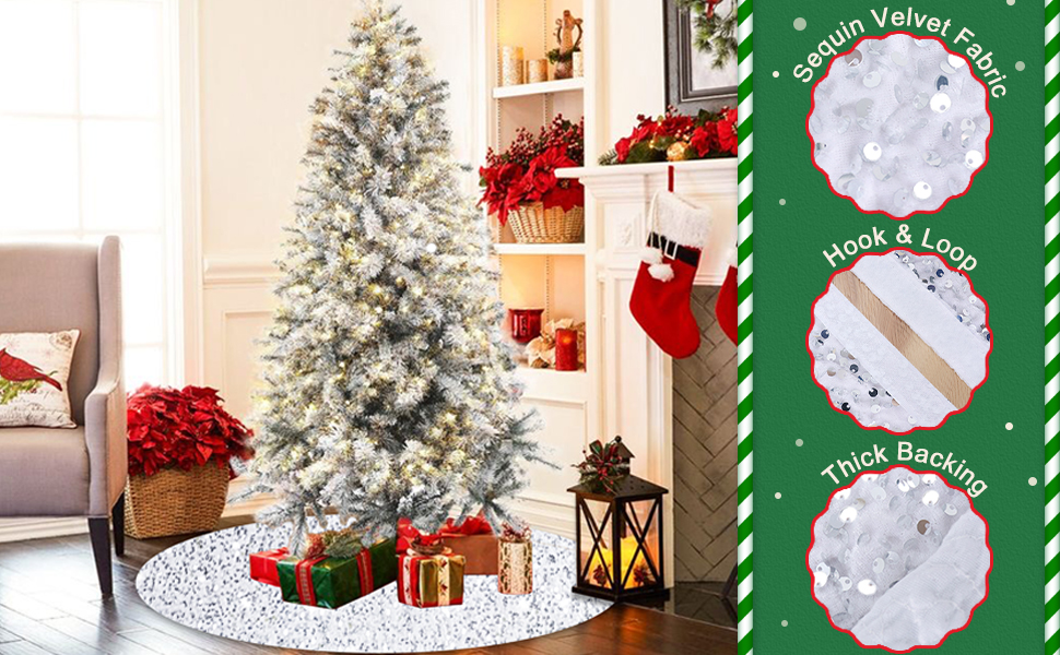 ROMANKAS Christmas Tree Skirt White 21 Inch Miniature