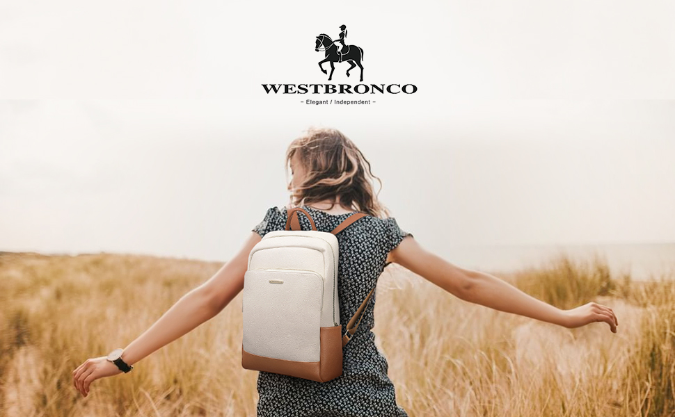 WESTBRONCO Leather Backpack Purse for Women 15.6 inch