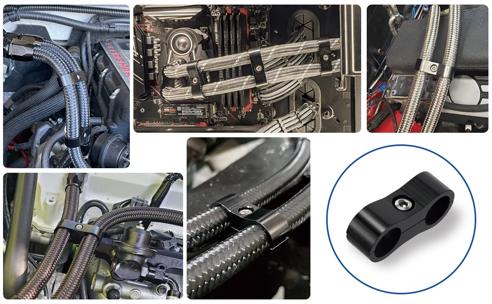 6AN Hose Separator Clamp Fuel line Mounting Clamps Aluminum