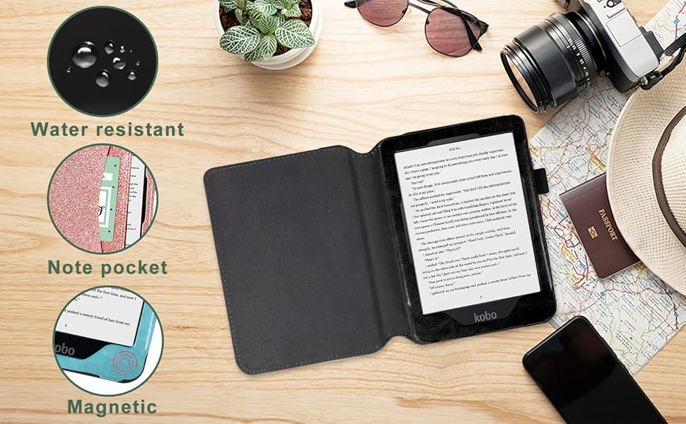 DMLuna Case for Kobo Clara HD 6” Ereader 2018 Release, Lightweight Folio Premium PU Leather