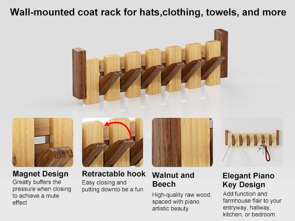 Amazon.com: OLETNY Coat Rack Wall Mount Wood, Wood Coat Rack
