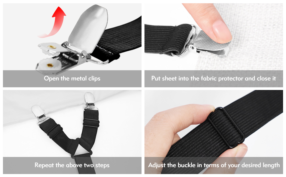 Bed Sheet Holder Straps, 4+2 Pcs Adjustable Mattress Sheet Clips, Bed Sheet