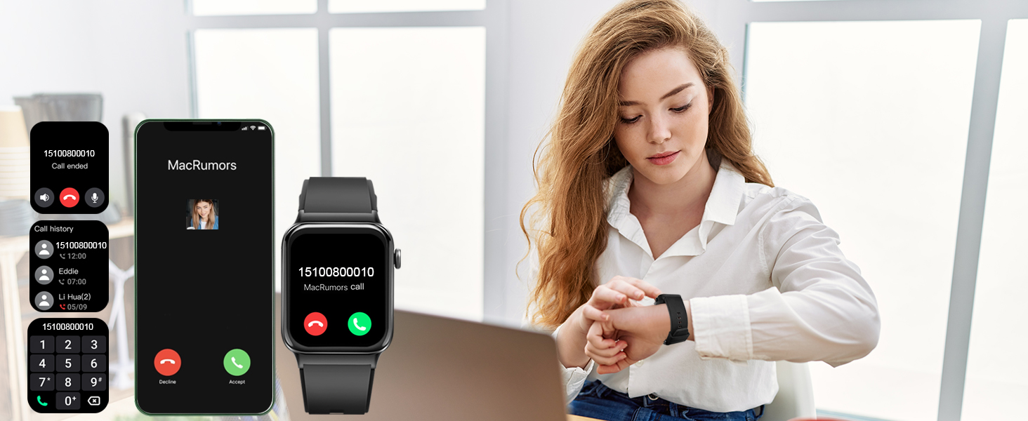 Donerton T50S Smart Watch displaying stopwatch, alarm, and timer functions.