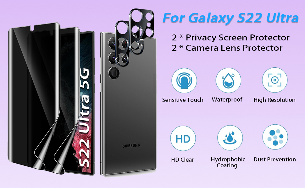 [2+2 Pack] NBiefuny for Samsung Galaxy S22 Ultra privacy Screen
