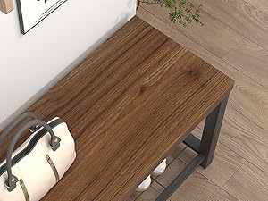 Amazon.com: FOLUBAN Modern Entryway Bench - Rustic Wood and