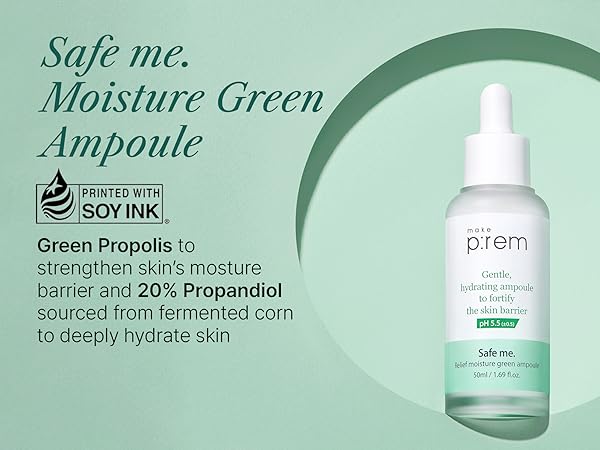 Amazon.com: MAKEPREM Safe me. Relief Moisture Green Ampoule Serum 1.69 Fl  Oz | Skin Moisturizing Hydrating Serum Serum | 86% Natural Ingredients, Safe  for Pregnant Women Kids | Skin Barrier Mild Acidic
