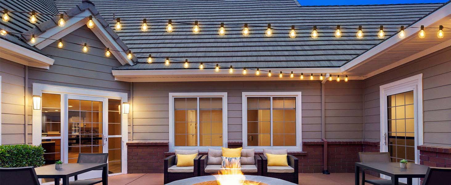 Outdoor String Lights for Home 25ft Decorative LED Bulb Light 