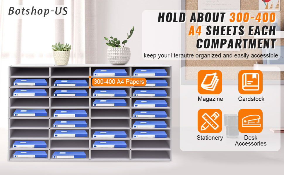 Gdrasuya10 36 Slots Wooden Literature Organizer File Sorter