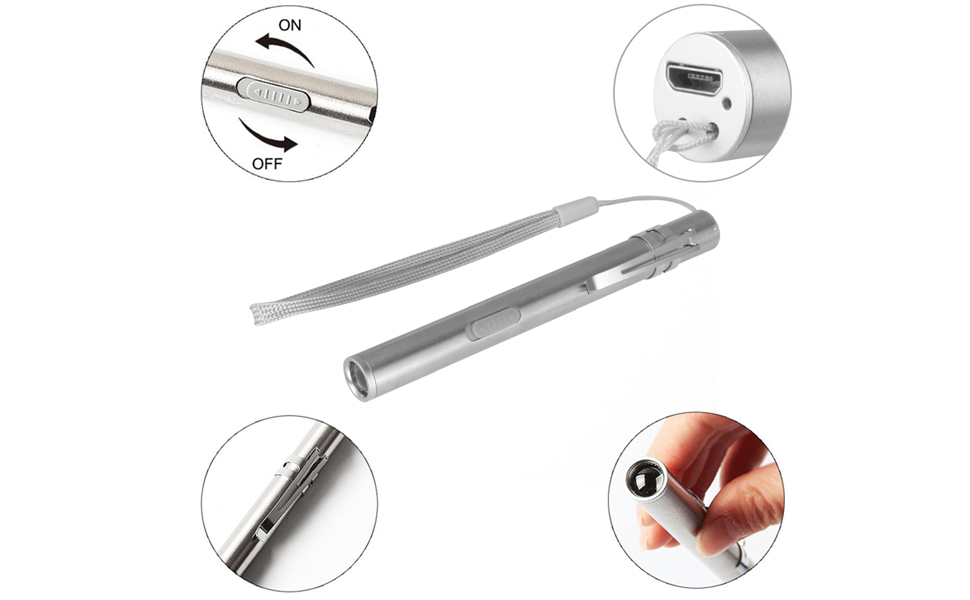 MOCCO LED Pen Light, 80 Lumen Super Bright Rechargeable