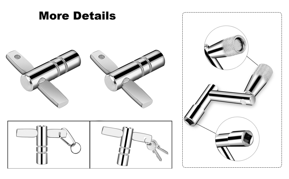 Soulmate Drum Keys 3Pack Drum Tuner with Continuous Motion Speed Key Universal