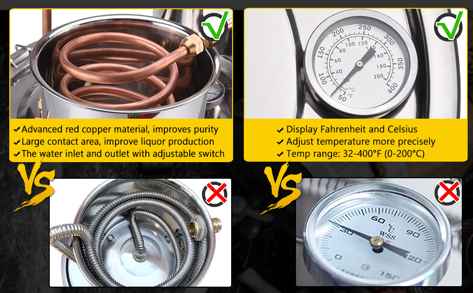 Seeutek Alcohol Still Tubo de cobre de 3.2 galones de 12