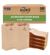 Duro 4# Kraft Paper Lunch Bags 100 Count - Bulk Disposable Paper Sacks, Dubl Life SOS Brown Bag f...