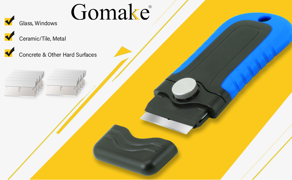 Gomake Locking Razor Blade Scraper with Safety Cap, Glass Cooktop