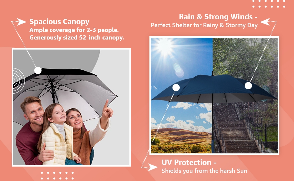 Sun Umbrella Blue Golf Big Size UV Protective Long & NonFoldable