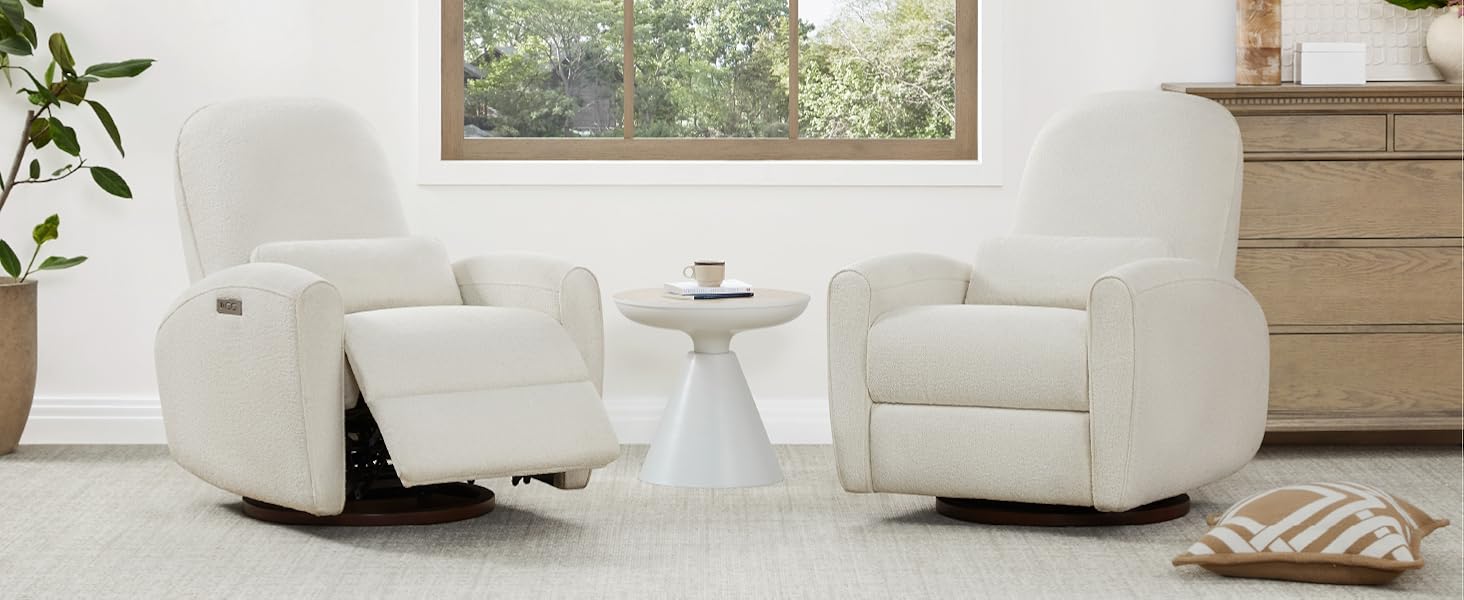 white swivel recliner