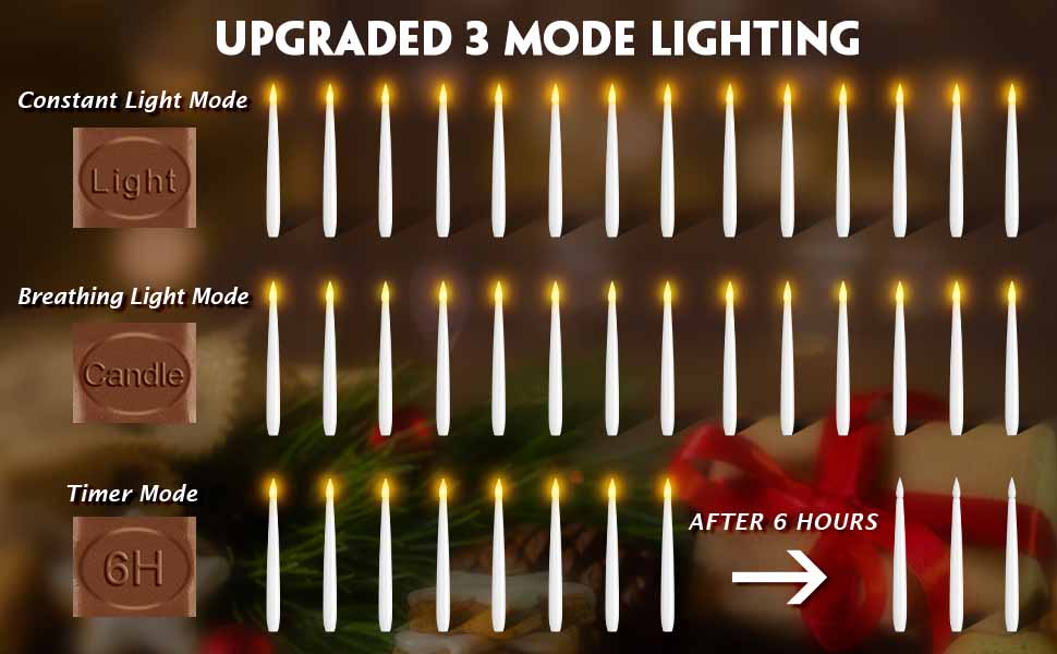 Floating Candles with Wand, Hanging Magic Candle, Flashing Warm Light