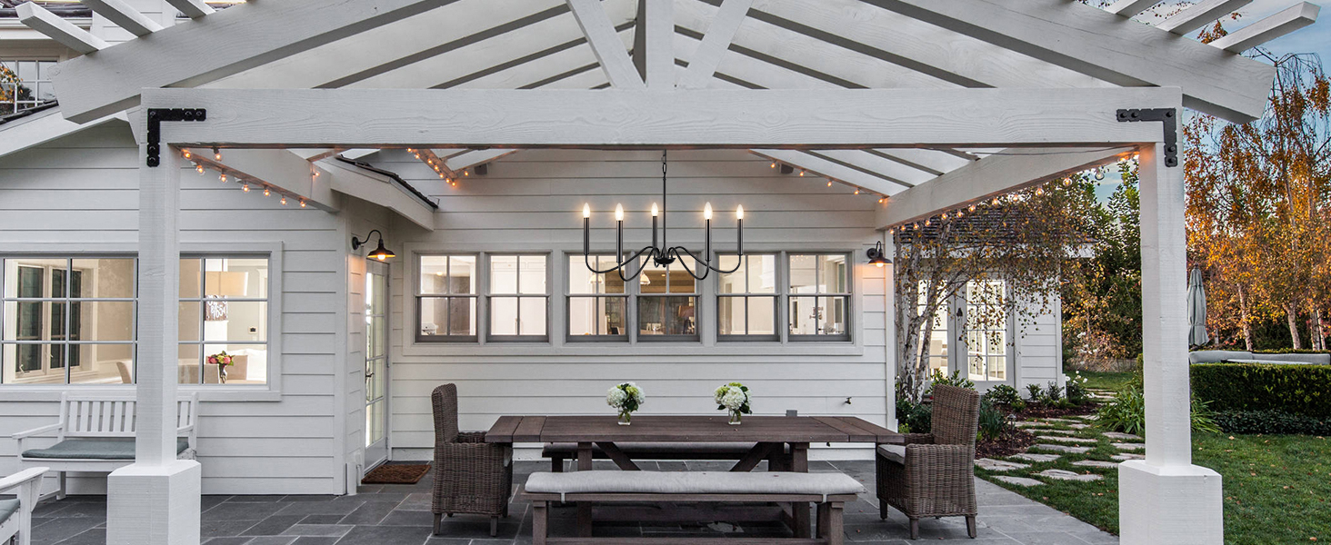 ETONIMERR Plug in Black Chandelier Lighting with Cord 5Light Farmhouse