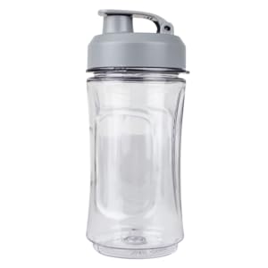 Plastic beaker with grey lid shaker type bottle