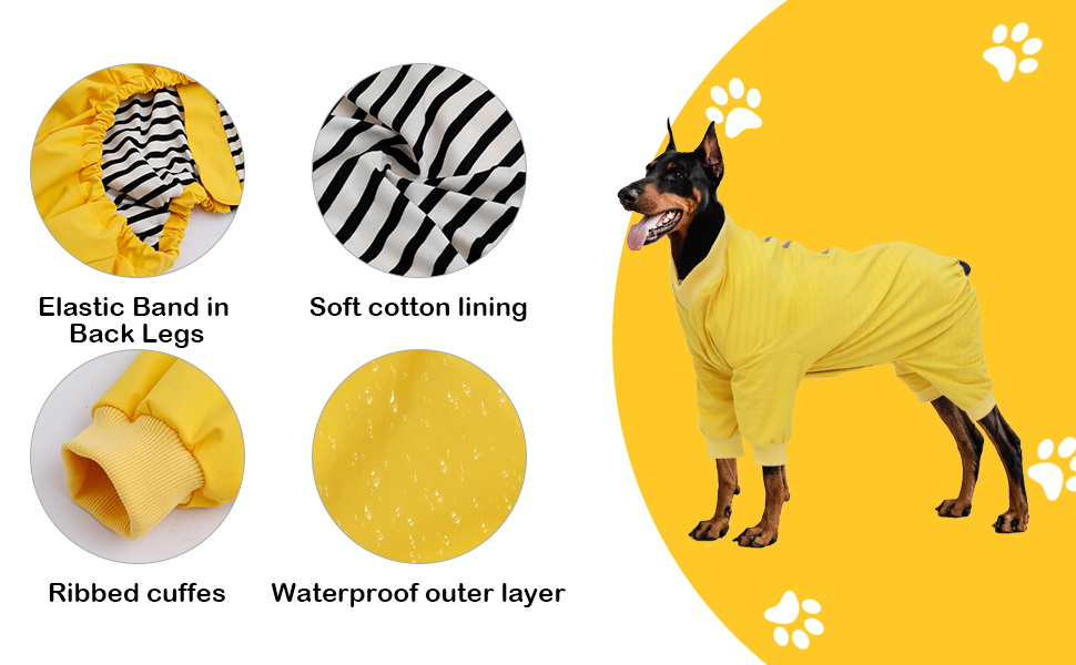 Geyecete 1/2 Leg Trouser Suit Dog Raincoat Dog Zip Up Dog Coat with Legs Comfort