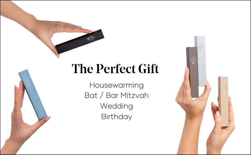 SURI Modern Mezuzah Case, Dark Gray Self Stick Mezuzah with