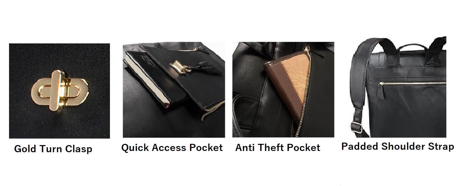 Estarer Laptop Backpack for Women 15.6” Large PU Leather Satchel