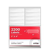 enKo 2200 Labels, 1" x 4" - White - Address, Mailing, Shipping & Barcode Blank Labels for Laser a...